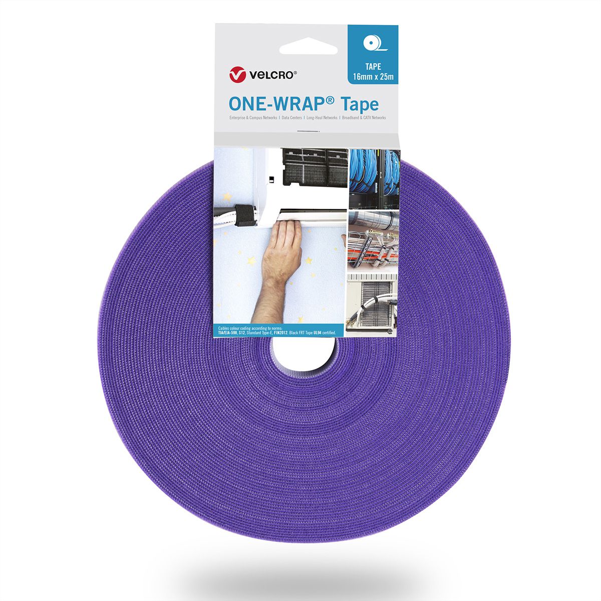 VELCRO® One Wrap® Bande 16 mm, violet, 25 m