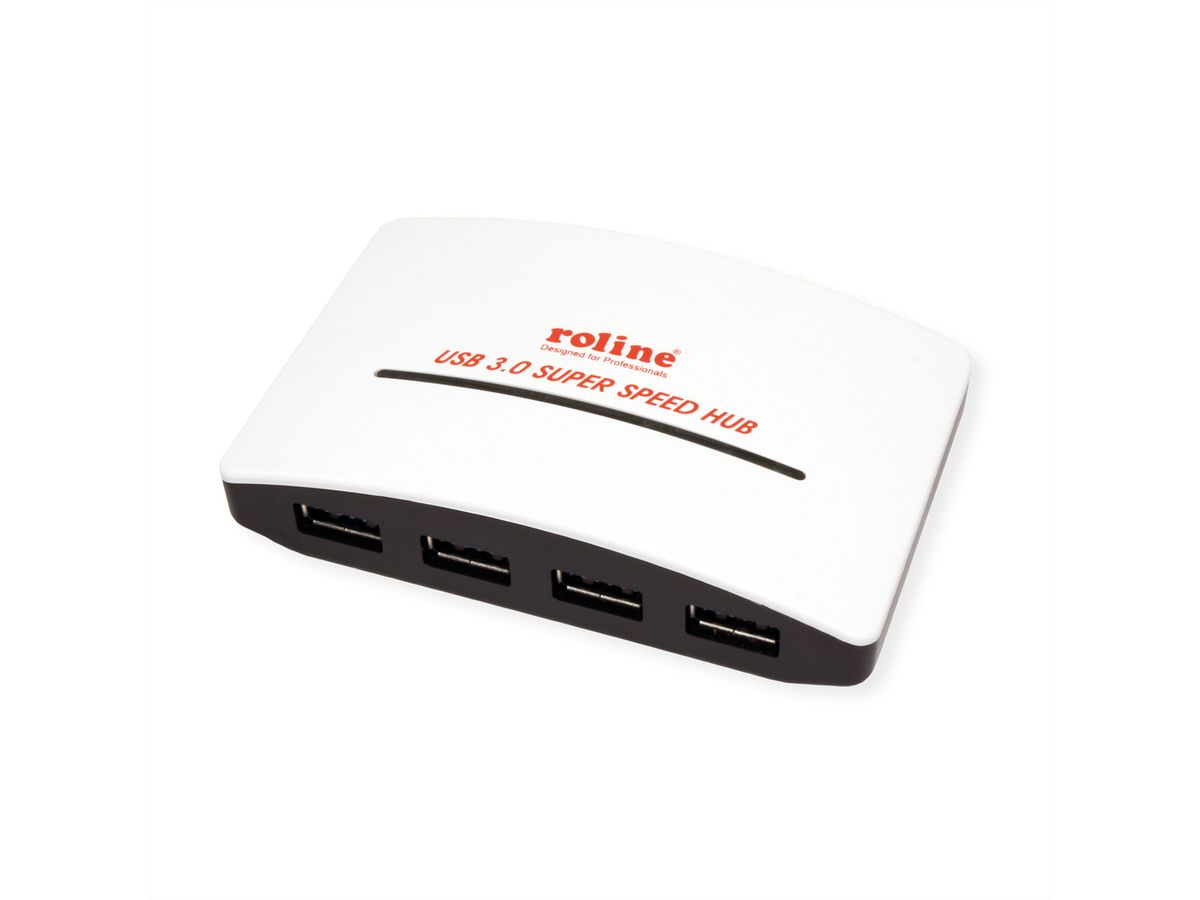 ROLINE USB 3.2 Gen 1 Hub "Black and White", 4 Ports, mit Netzteil