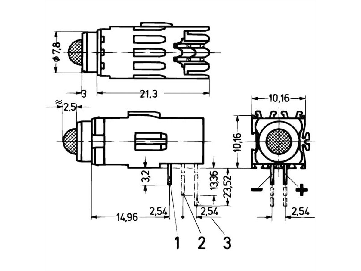 SCHROFF DEL unique Ø 5 mm, type long, plan de montage 1, rouge