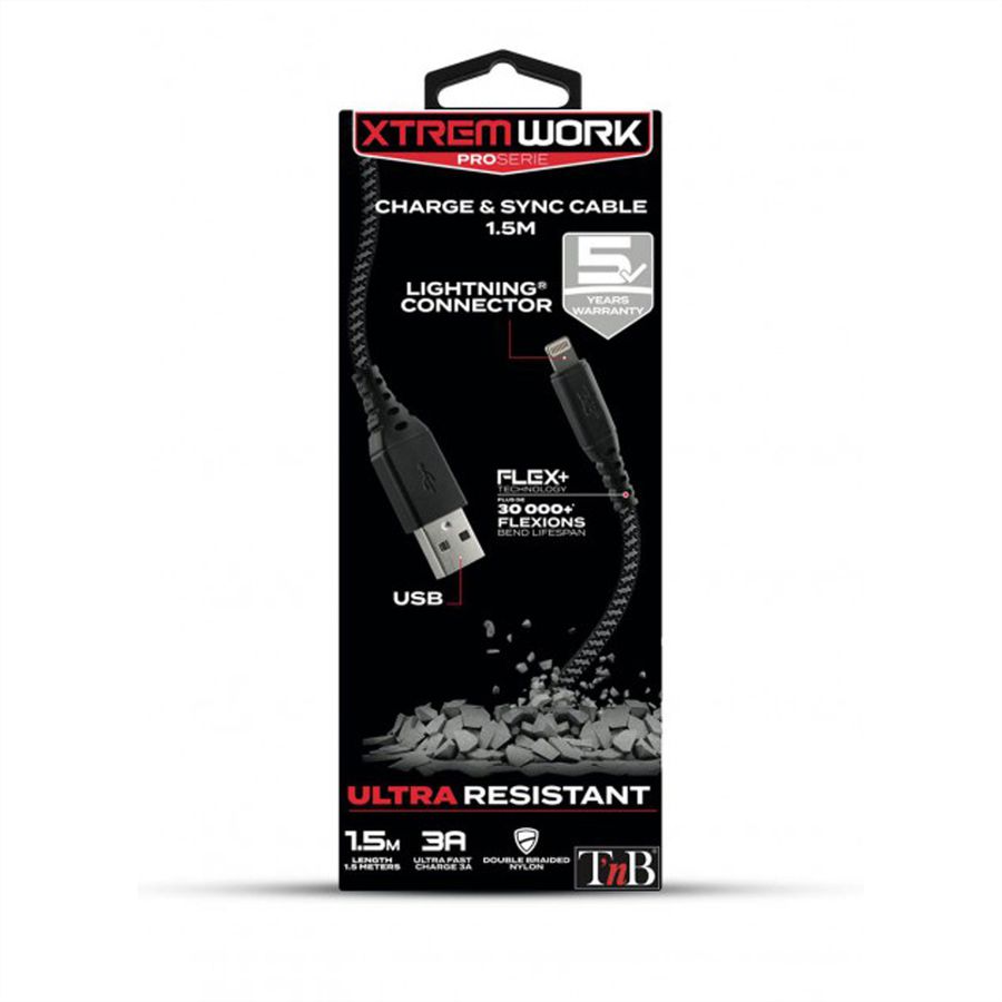 T'NB XW3M USB/Lightning Kabel, schwarz/grau, 1,5 Meter