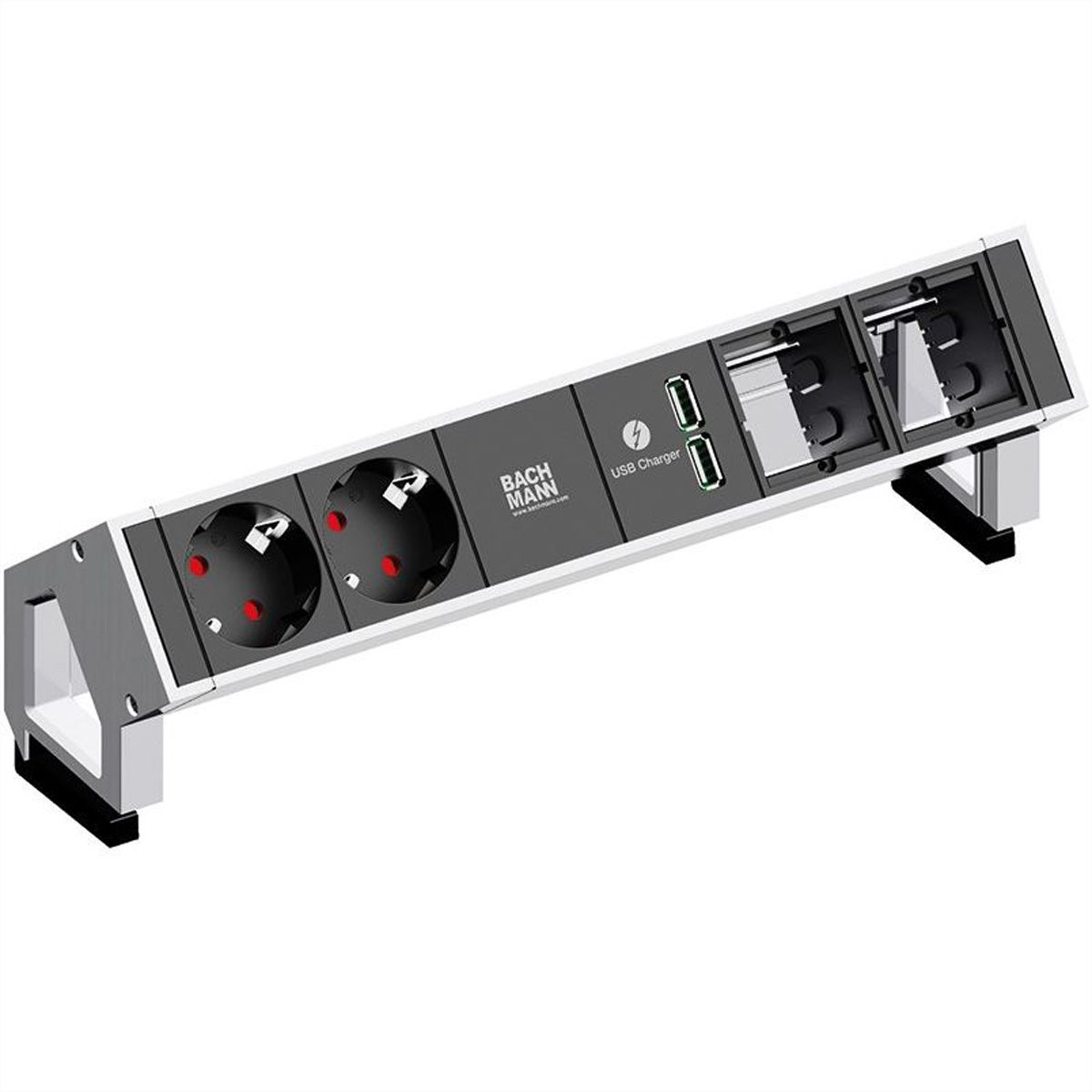 BACHMANN DESK2 2x contact de protection 2x ABD 1x USB Charger GST18, blanc