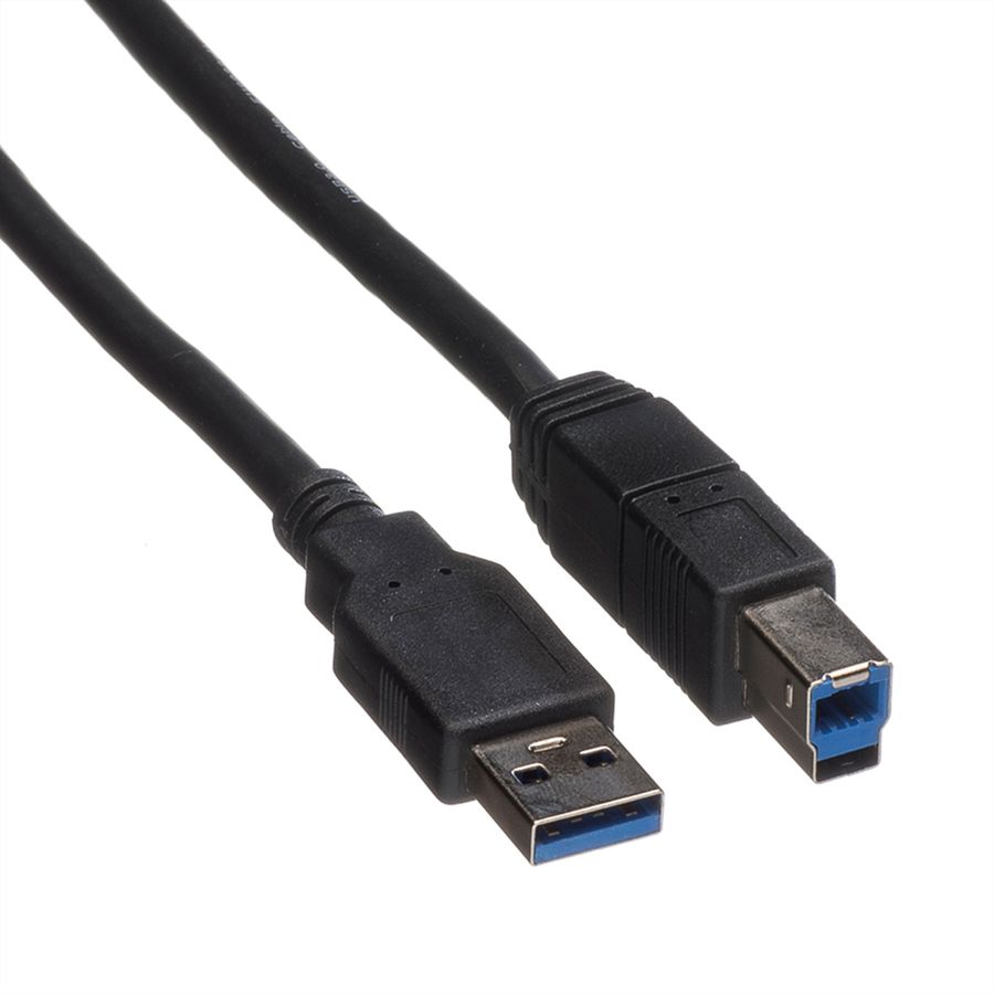 ROLINE USB 3.2 Gen 1 Kabel, Typ A-B, schwarz, 0,8 m