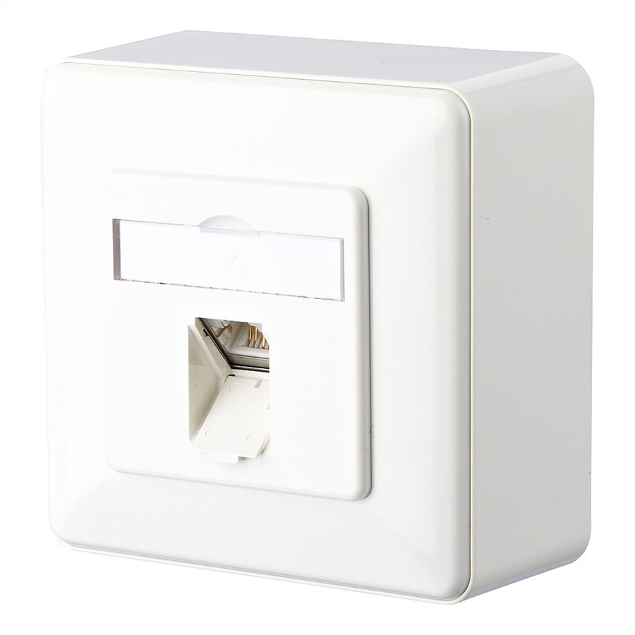 METZ CONNECT E-DAT C6A Prise, 1 port, apparent (AP), blanc pur