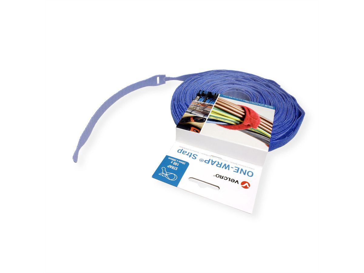 VELCRO® One Wrap® Strap 20mm x 200mm, 100 pièces, bleu