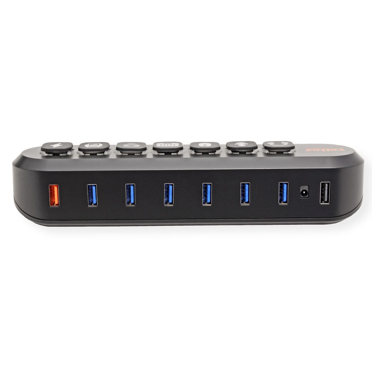 ROLINE Hub USB 3.2 Gen 1, 7 ports, prise type A, boutons interchangeables