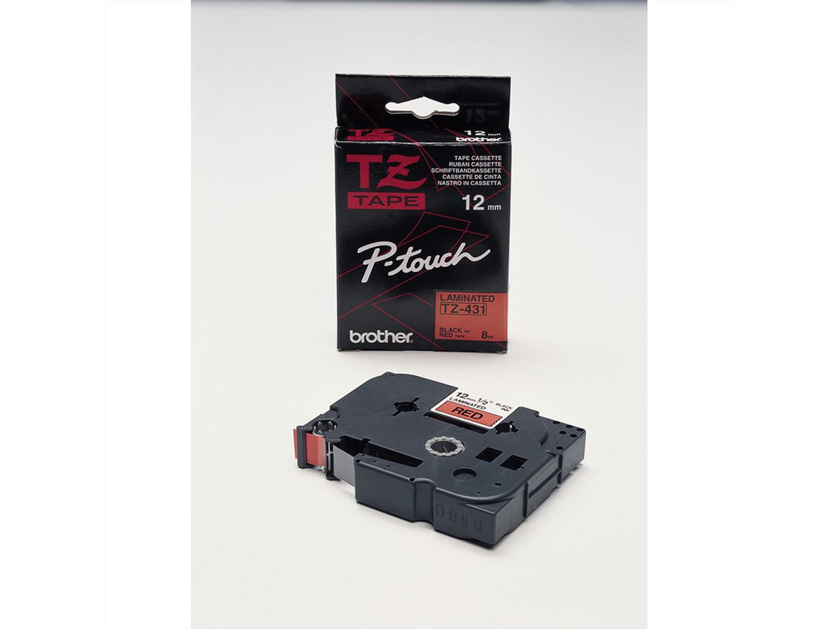 BROTHER TZe-431 Schriftband 12 mm laminiert rot/schwarz