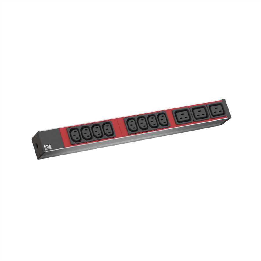 BACHMANN IT PDU ALU 1U 8x C13 3x C19, câble d'alimentation avec fiche C20