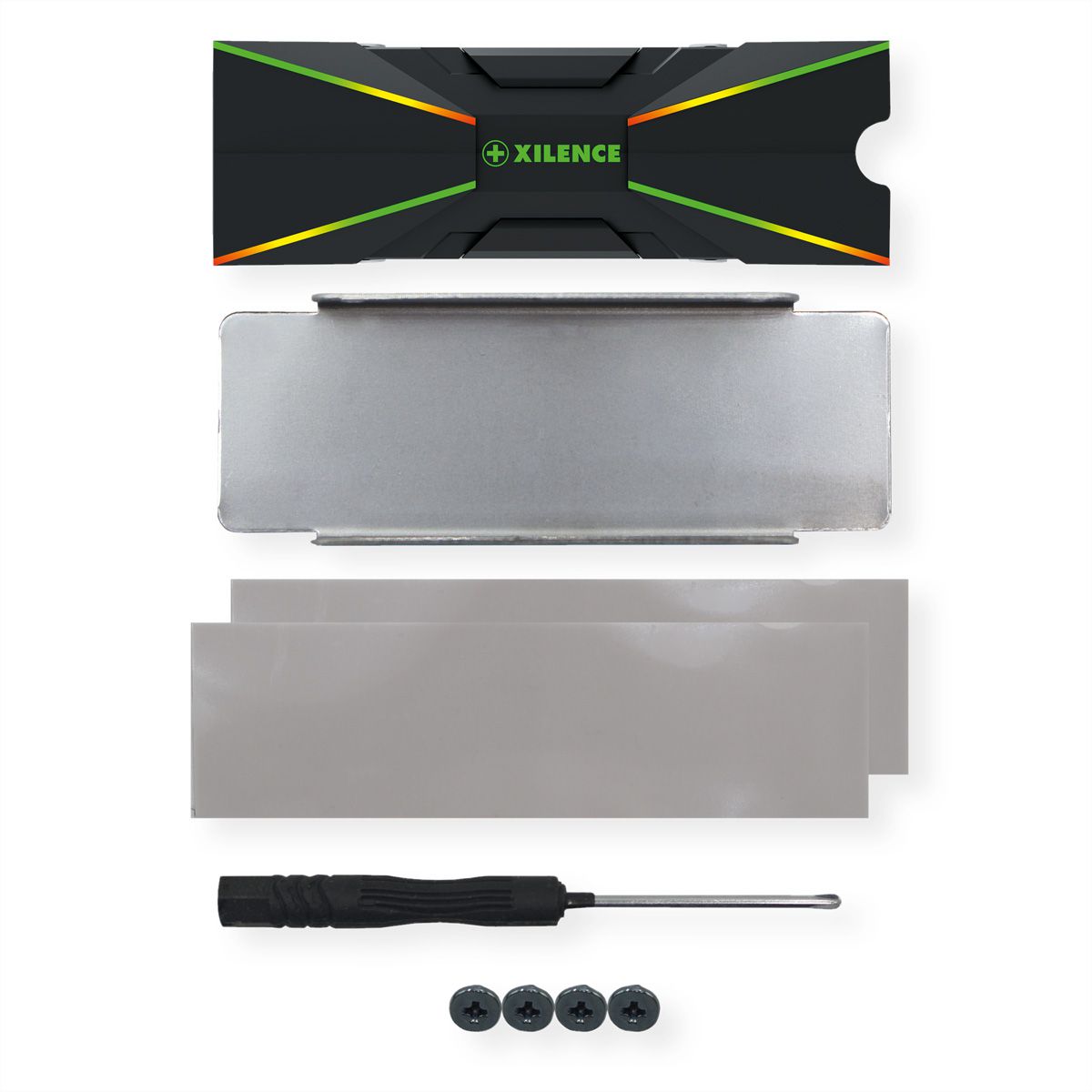 Xilence M2SSD.B.ARGB M.2 2280 SSD PCIe NVMe/SATA Kühler, 3PIN ARGB 5V, Passiv