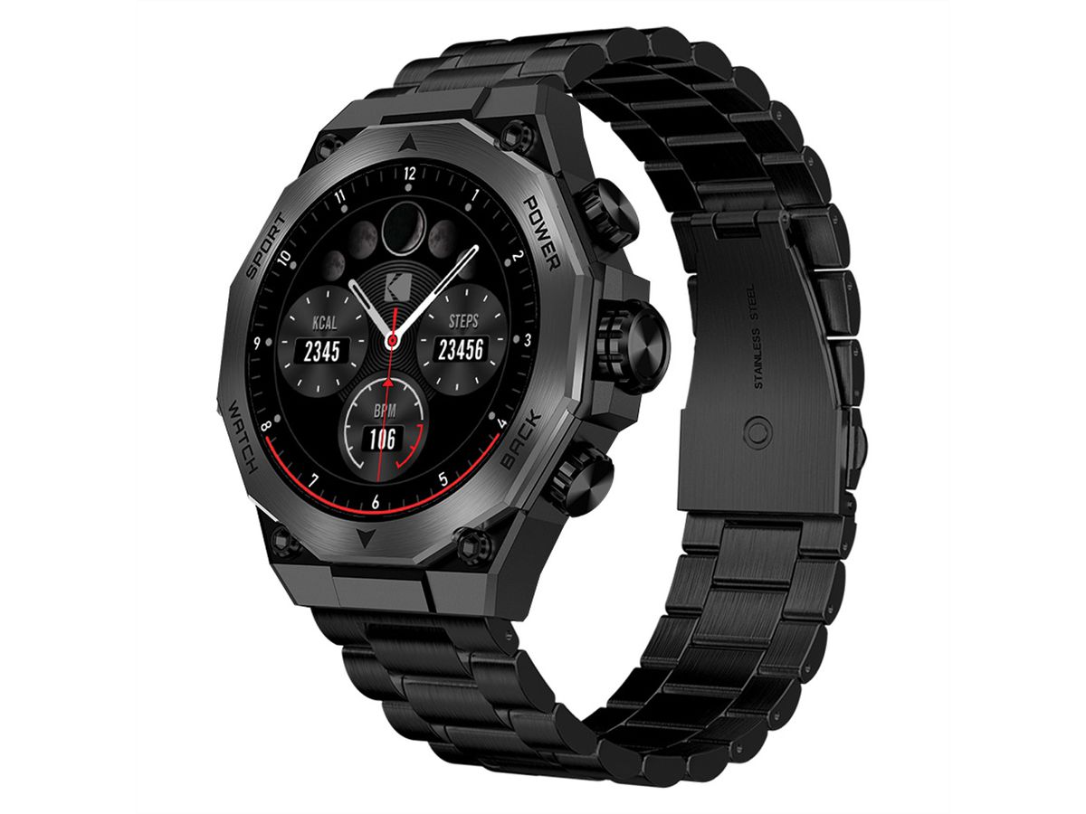 Kodak Smart Watch SW-7215, Boîtier et bracelet noirs