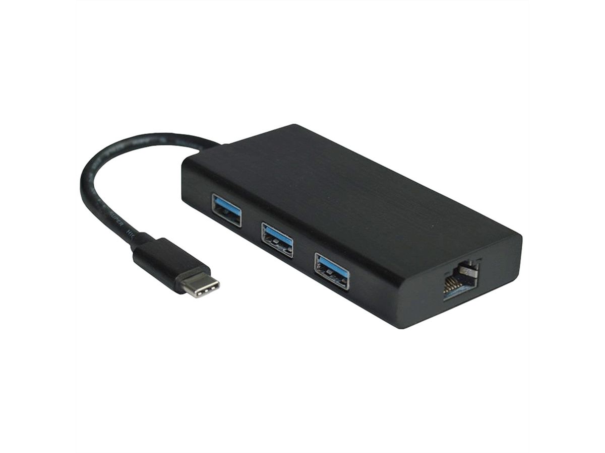 VALUE USB-C zu Gigabit Ethernet Konverter + Hub