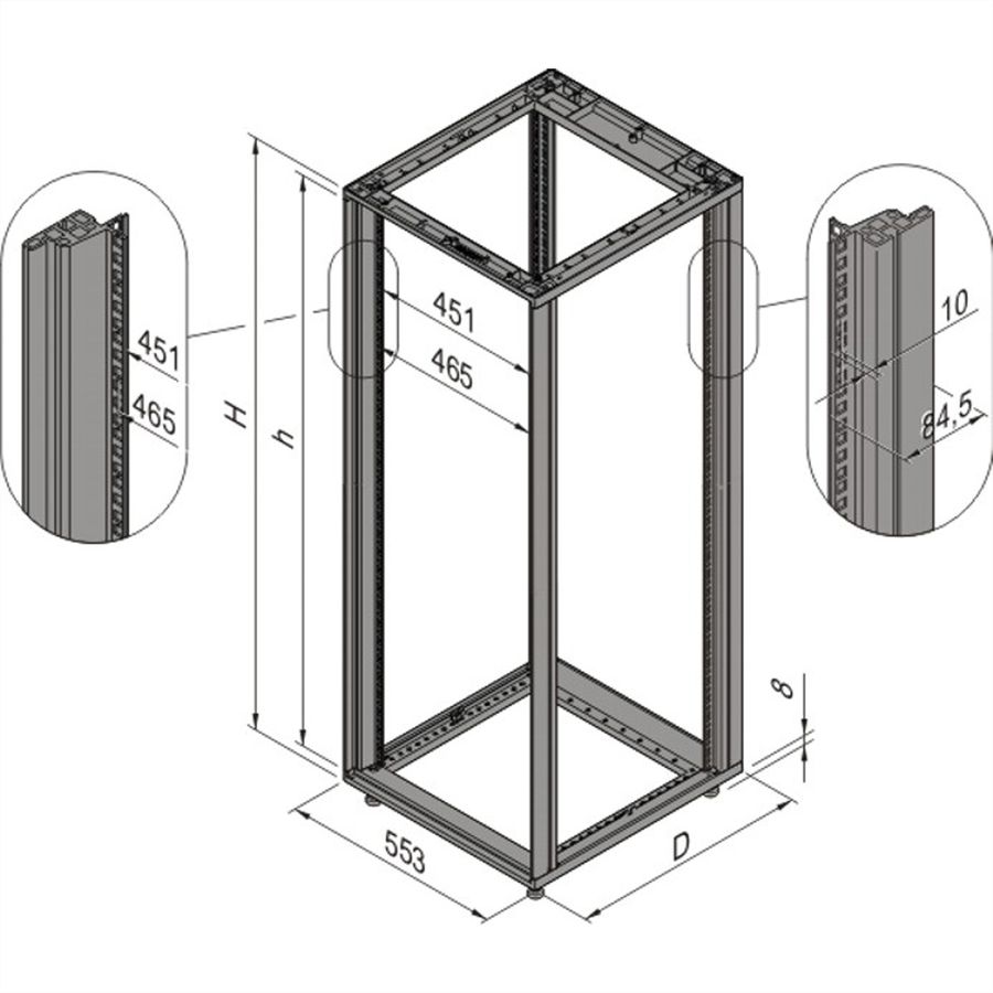 Cadre d'armoire Novastar SCHROFF, Heavy-Duty, 38 U 553W 600D