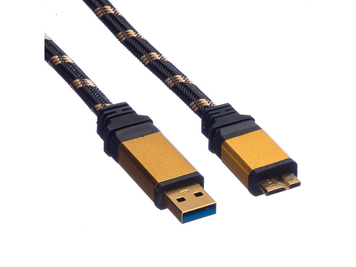 ROLINE GOLD USB 3.2 Gen 1 Kabel, USB A - Micro B, ST/ST, 2 m