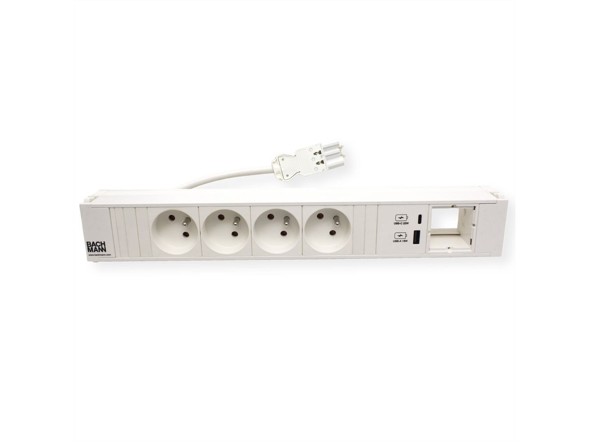 BACHMANN CONI 4xUTE 1xUSB A/C 22W 1xCM 0,2m GST18 RAL9010