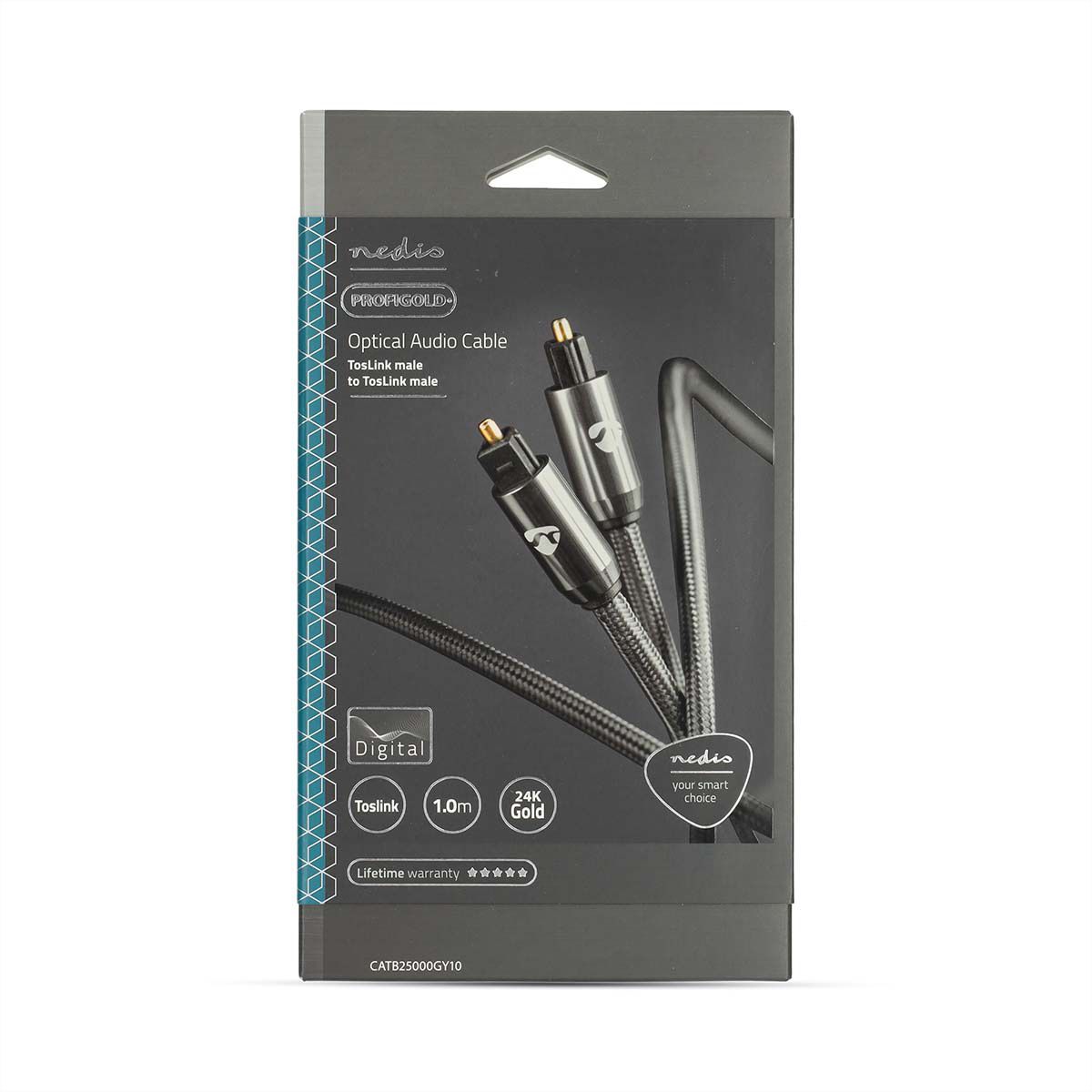 Nedis Optisches Audiokabel Toslink, ST/ST, grau, 1 m