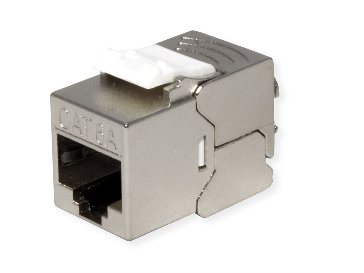 ROLINE Cat.6A (Class EA) Keystone, geschirmt, werkzeuglos, SLIM, extra kurz, silberfarben