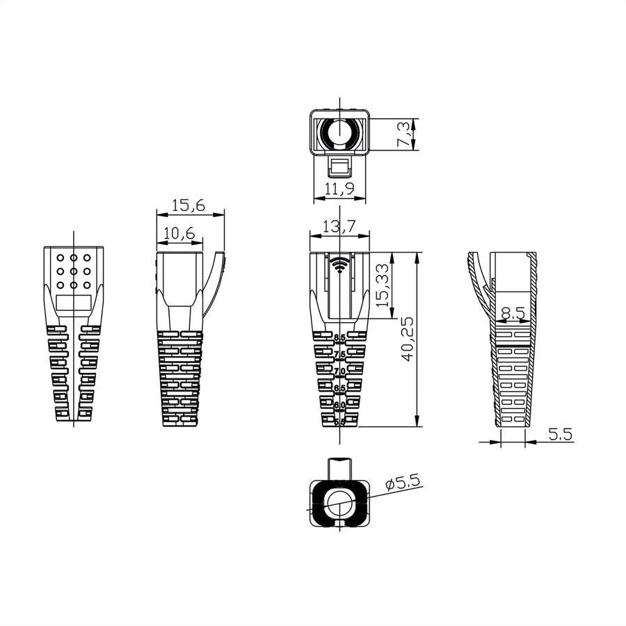 ROLINE Knickschutztülle für RJ-45, 10 Stck, grün