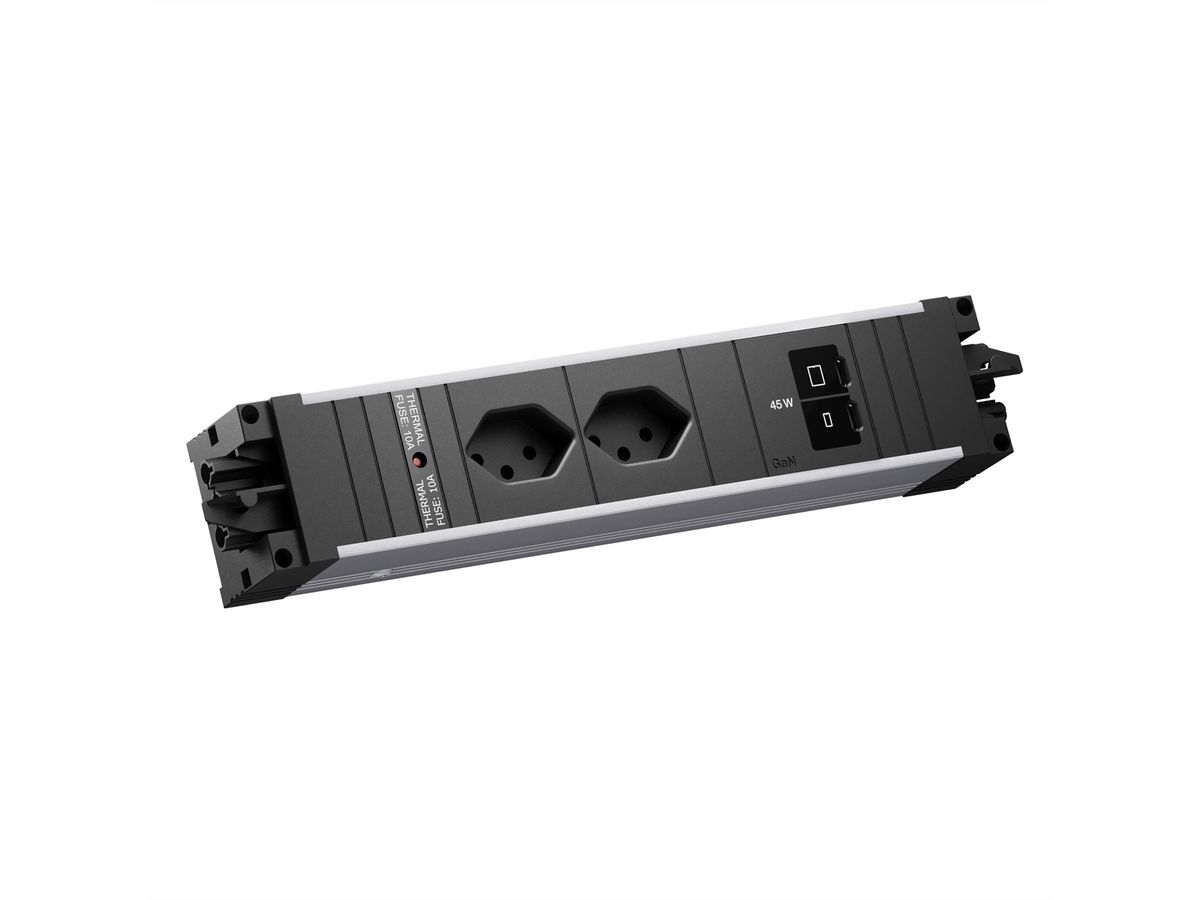 BACHMANN STEP ALU 2xCH 90°, 1xUSB C/C 45W