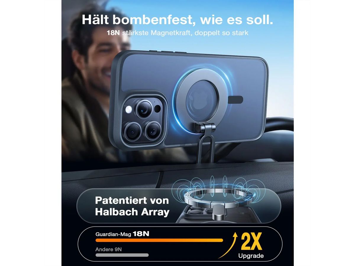 Torras étui portable Guadrian iPhone 16 Pro Max, MagSafe, noir