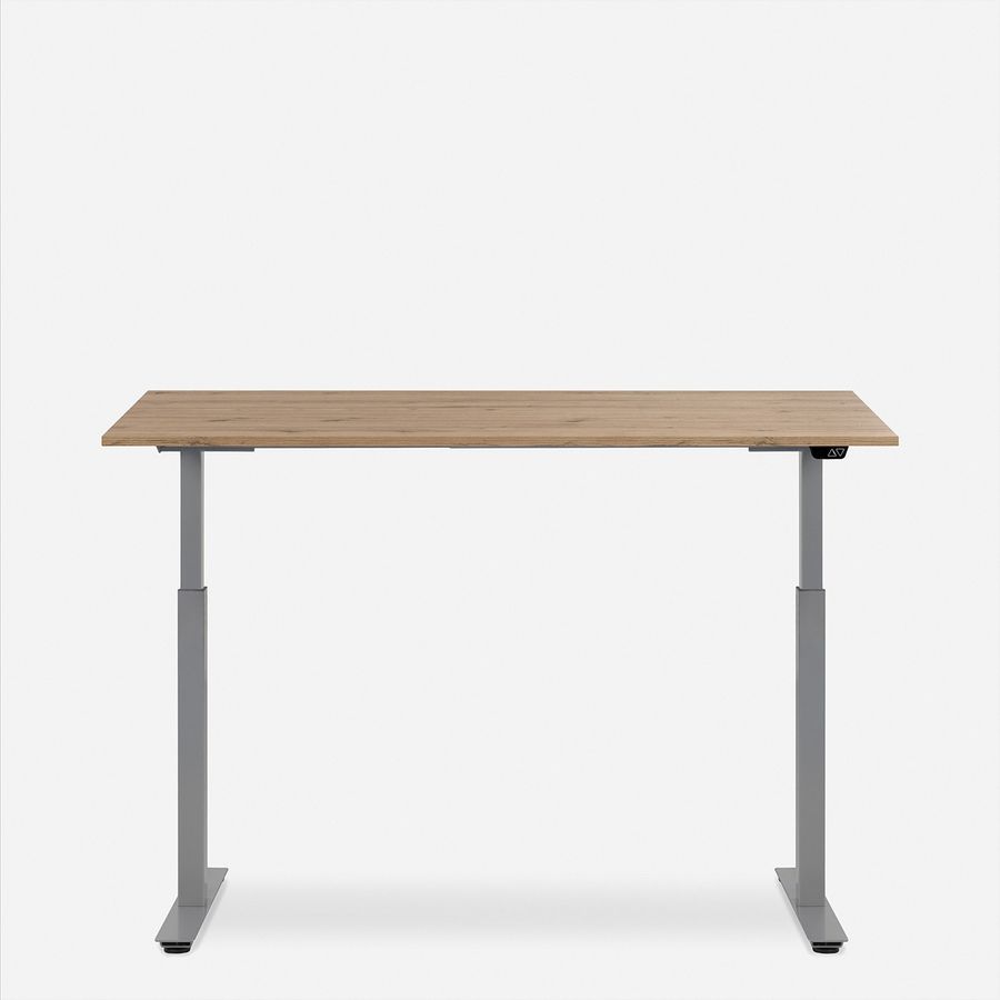 WRK21 Schreibtisch Smart 100 x 60 cm, Höhenverstellbar, Kendal Eiche / Grau