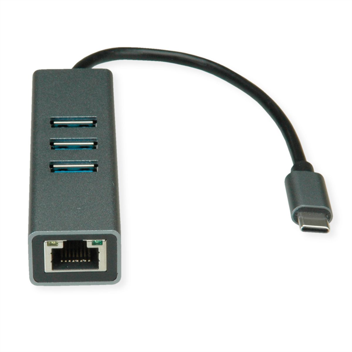 ROLINE Convertisseur USB 3.2 Gen 1 type C - Gigabit Ethernet + Hub 3x