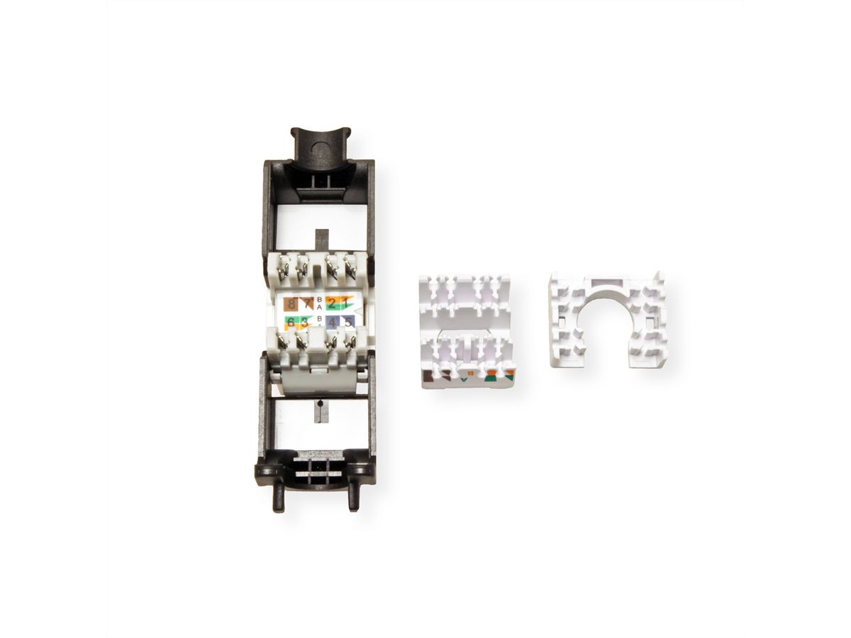 ROLINE Cat.6A (Class EA) Keystone, ungeschirmt, werkzeuglos, weiss