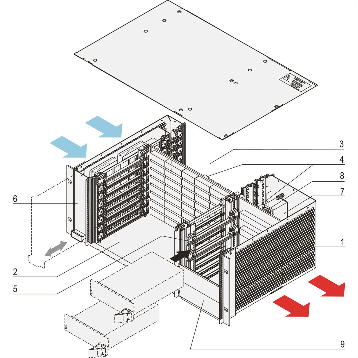 Système CPCI SCHROFF, pour PSU enfichable, horizontal, 4 U, 8 slots
