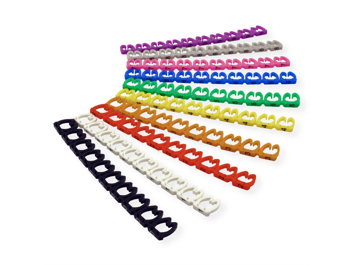 VALUE Kabelmarkierungsset für Patchkabel, 5 - 6,5mm, 10 x 10 St., mehrfarbig