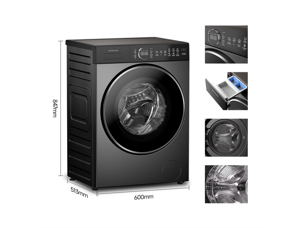 Dreame Lave-linge P5, 9kg  , DWF10M70DAEU, A, Grey