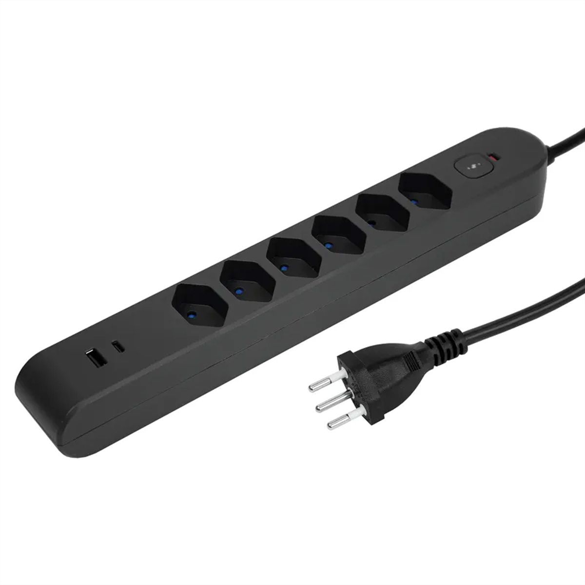 Steffen Steckdosenleiste IQ PRO 6fach, PRO 6xT13 + 1xUSB-A 18W + 1xUSB-C PD 20W, 3m, schwarz
