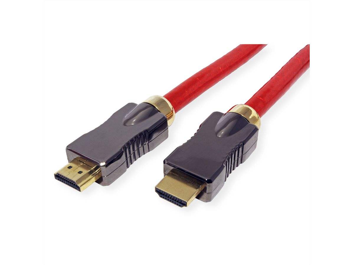 ROLINE 8K HDMI Ultra HD Kabel mit Ethernet, ST/ST, rot, 3 m