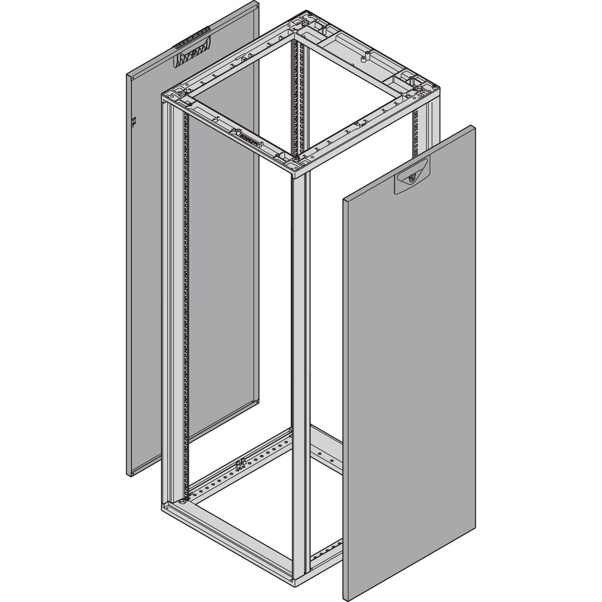 Panneau latéral Novastar SCHROFF pour usage intensif, RAL 7035, 12 U 800D