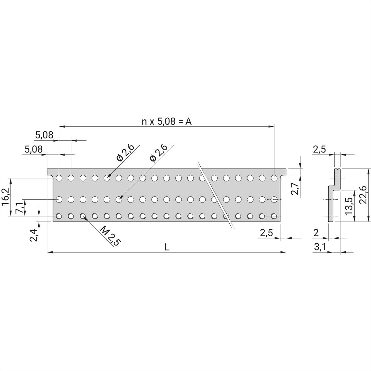 SCHROFF Z-Schiene für Steckverbinder nach EN 60603-2 (DIN 41612) - Z-SCHIENE 40TE F.DIN41612
