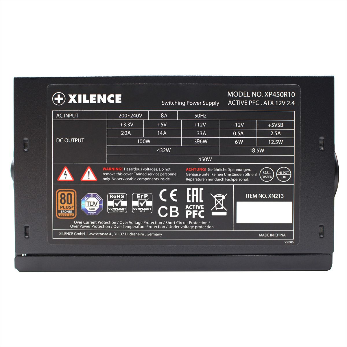 Xilence XP450R10 450W PC Netzteil, 80+ Bronze, Gaming, ATX