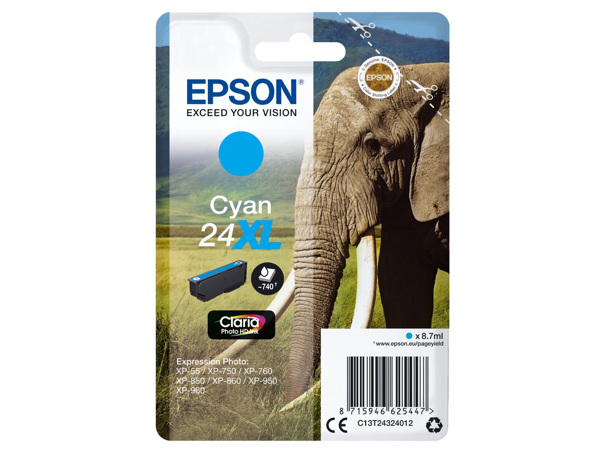Epson Elephant Cartouche "Eléphant" - Encre Claria Photo HD C (XL)