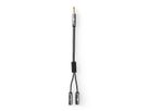 Câble audio stéréo Nedis, 3.5mm, 1x ST, 2x BU, gris, 0.2 m