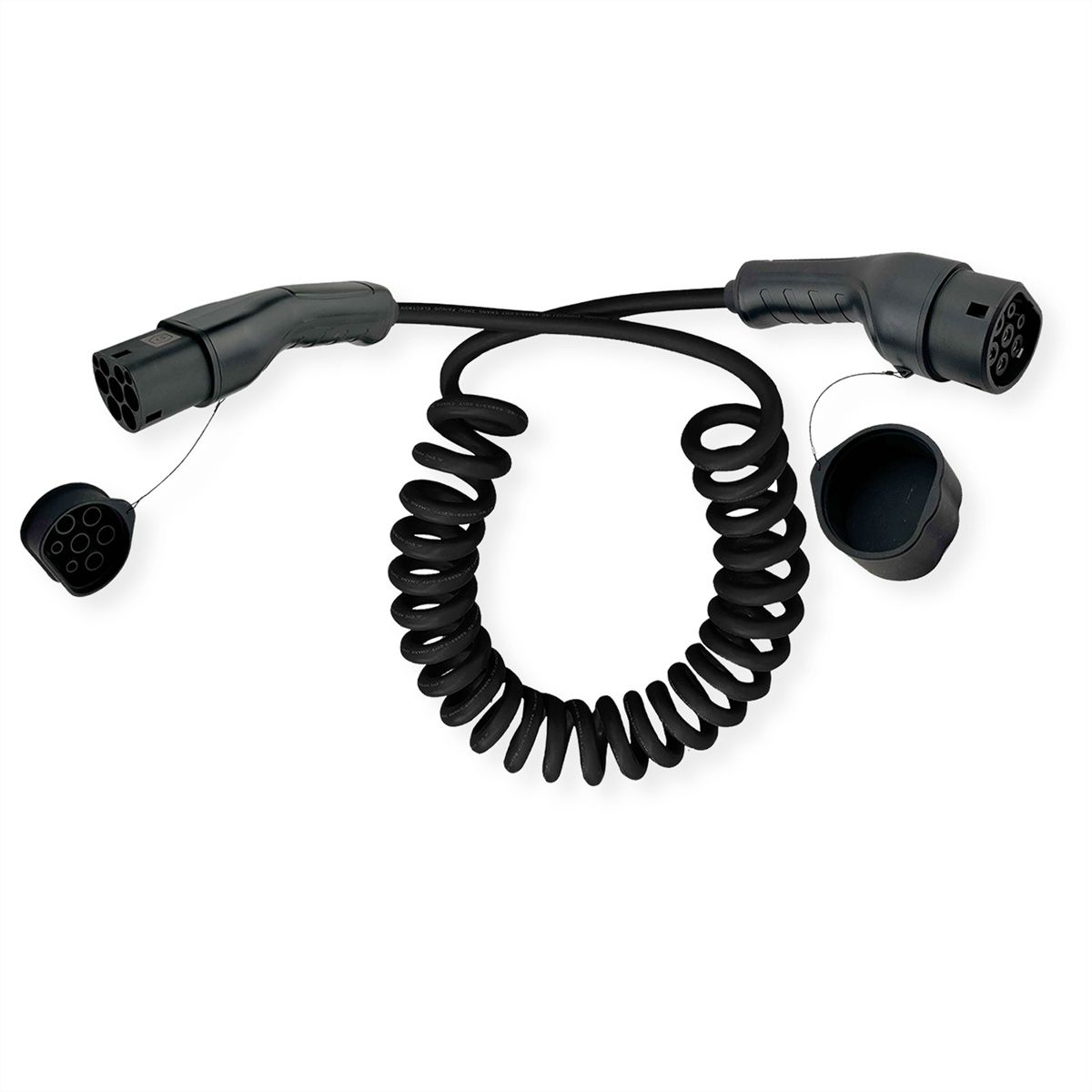 ROLINE E-Auto Spiral-Ladekabel Typ2, 3-phasig, 480VAC (3P+N+E), 16 A, 11 kW, max. 2m