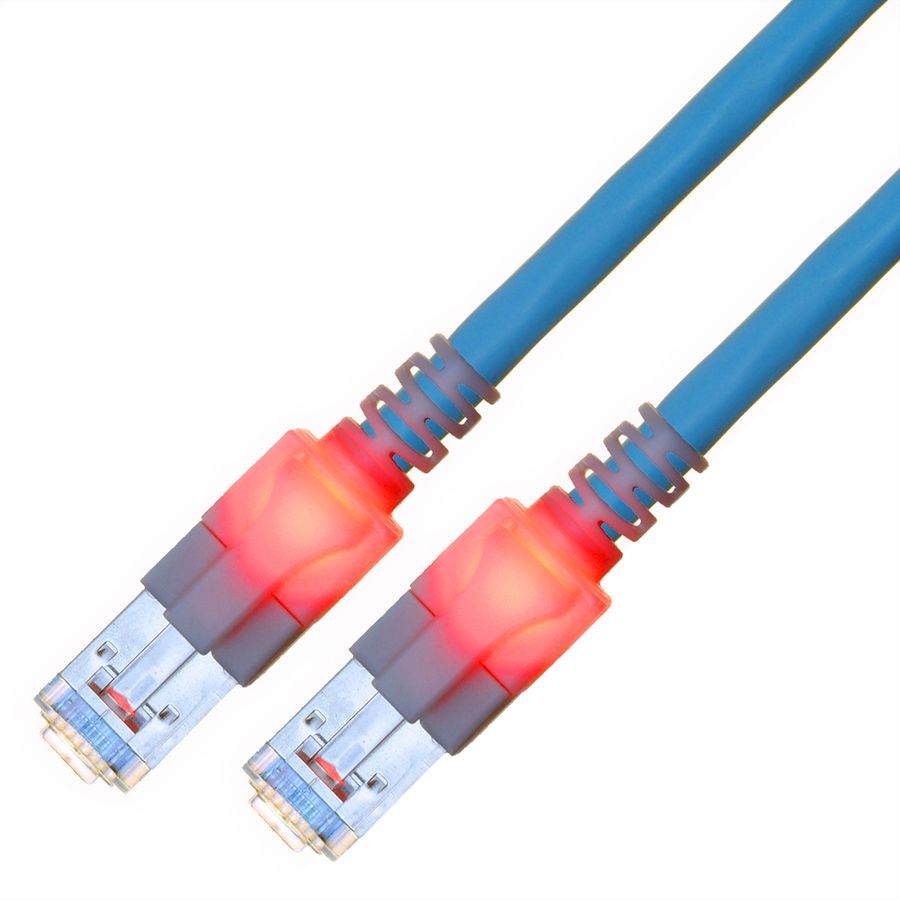 Cordon EasyLan DualBoot LED Cat.6 (Classe E) S/FTP, LSOH, bleu, 2 m