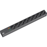 BACHMANN Bâti de prises 19" 8x avec TGBT sans interrupteur, noir