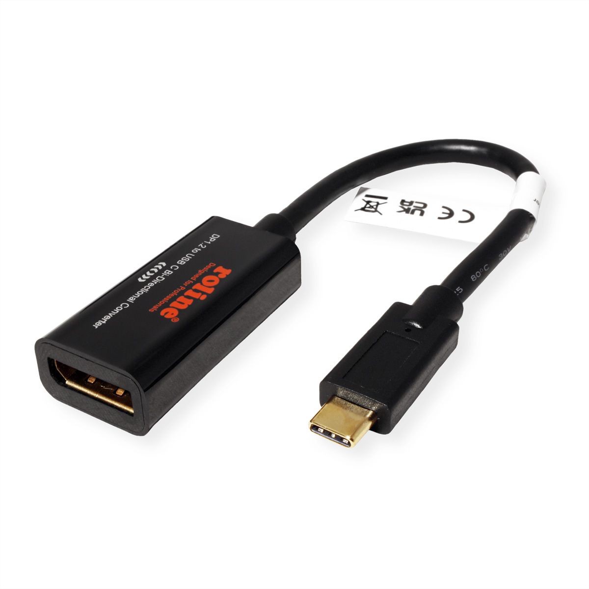 ROLINE Kabel-Adapter USB-C - DisplayPort, v1.2, bidirektional, ST/BU, 0,2 m
