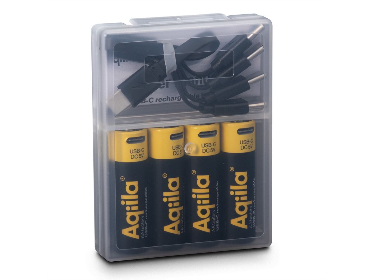 Aqiila USB-C Batterie AA 4x, 2000 mAh, 1,5 V