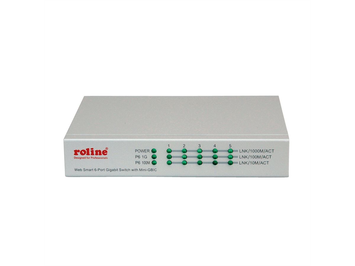 ROLINE Gigabit Ethernet Switch 6 Ports (5x 10/100/1000 + 1x SFP), WebSmart