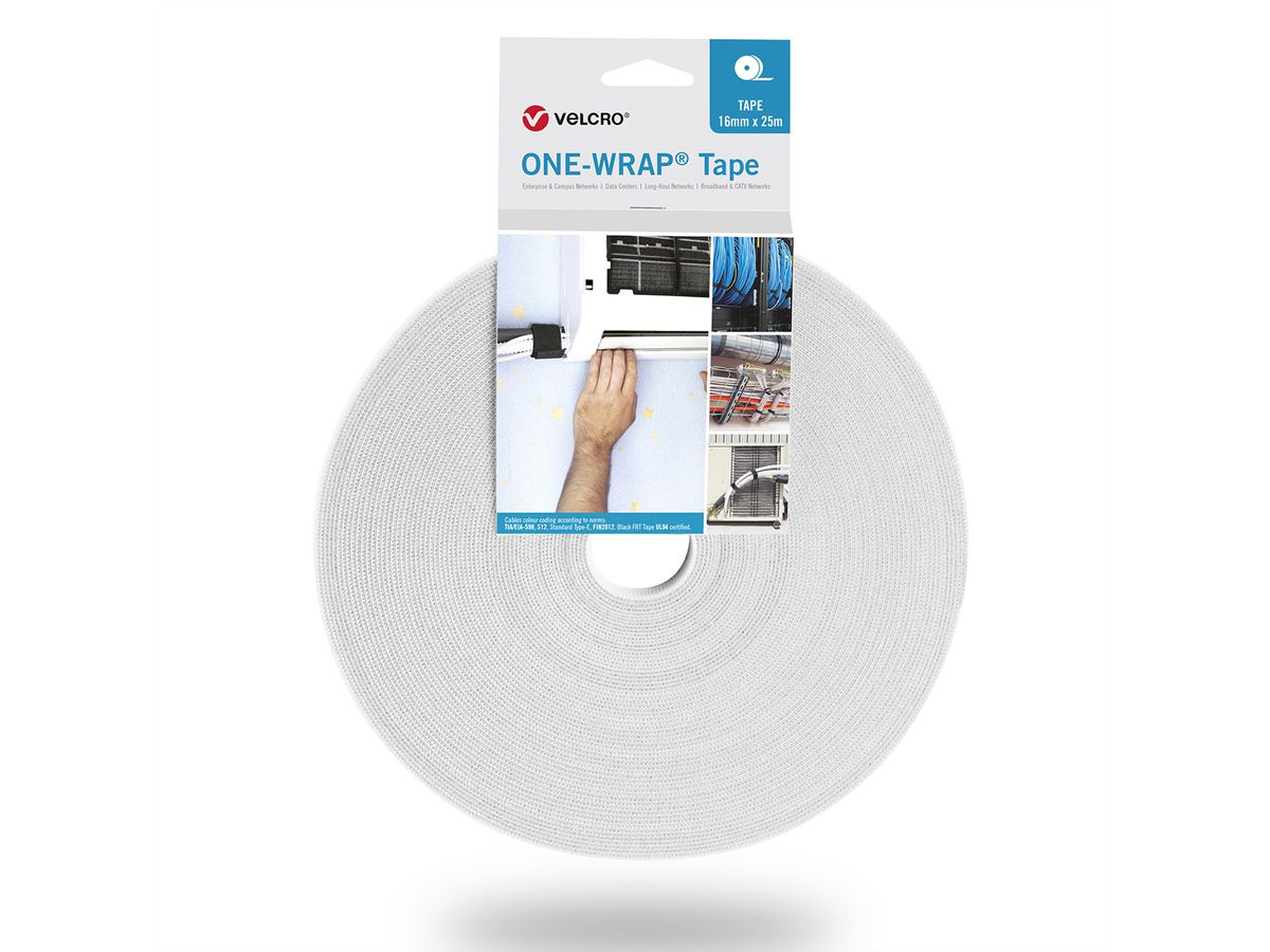 VELCRO® One Wrap® Bande 20 mm, blanc, 25 m