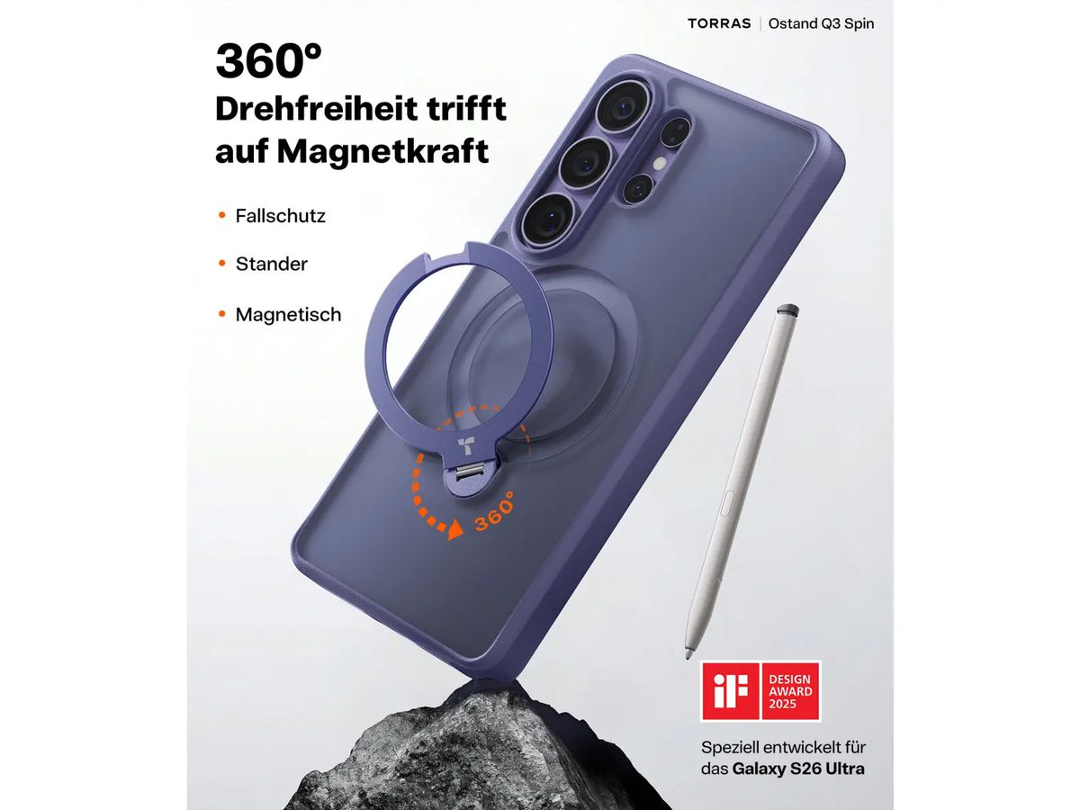Torras Ostand 360° Spin Case, Galaxy S26 Ultra, violet