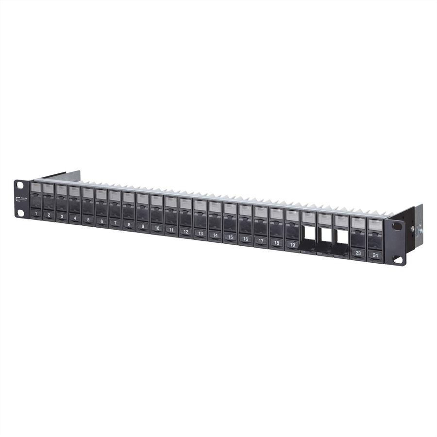 METZ CONNECT Keystone 19 Zoll Modulträger 1HE, 24 Port unbestückt, geschirmt, schwarz
