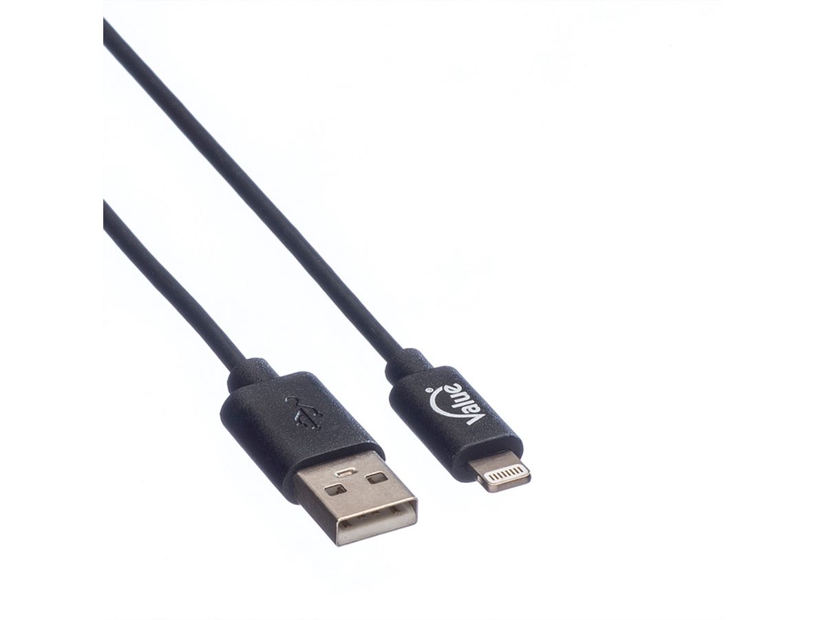 VALUE USB 2.0 Sync- & Ladekabel mit 8pin-Anschluss, 0,15 m