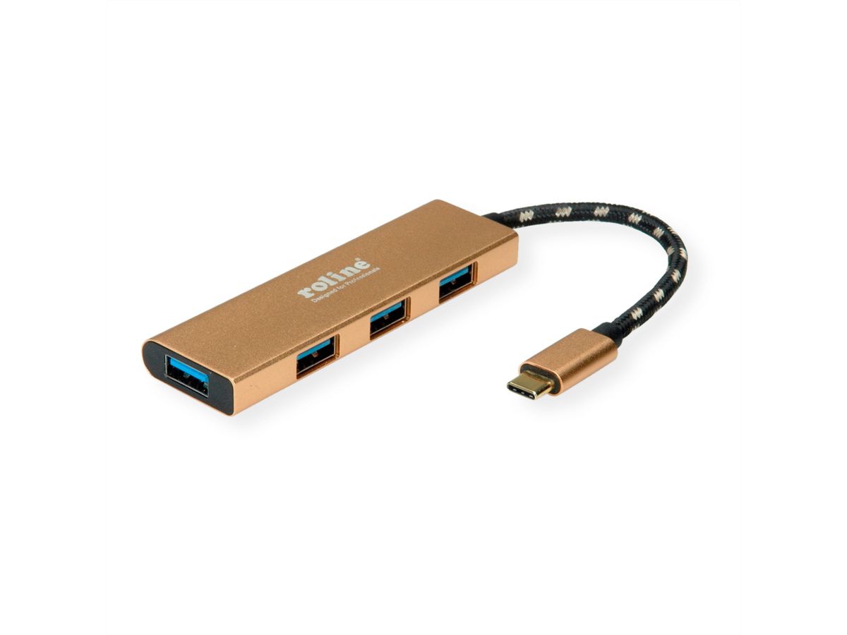 ROLINE GOLD Hub USB 3.2 Gen 1, 4 ports, prise type C