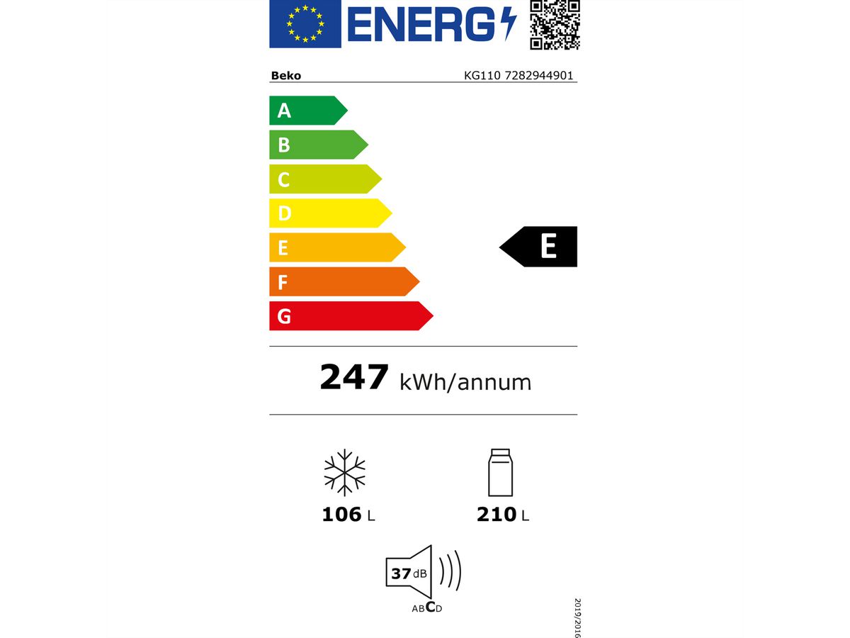 Beko Kühl-Gefrierkombination KG110, 316l, E, Inox