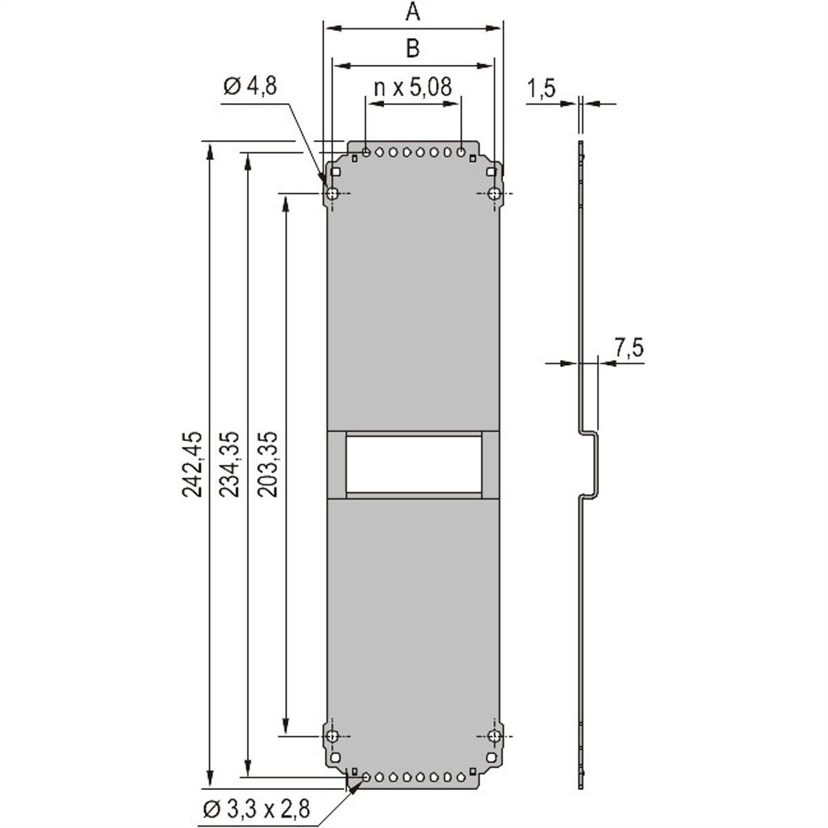Panneau arrière de l'unité enfichable SCHROFF, uni, 6 U, 10 HP