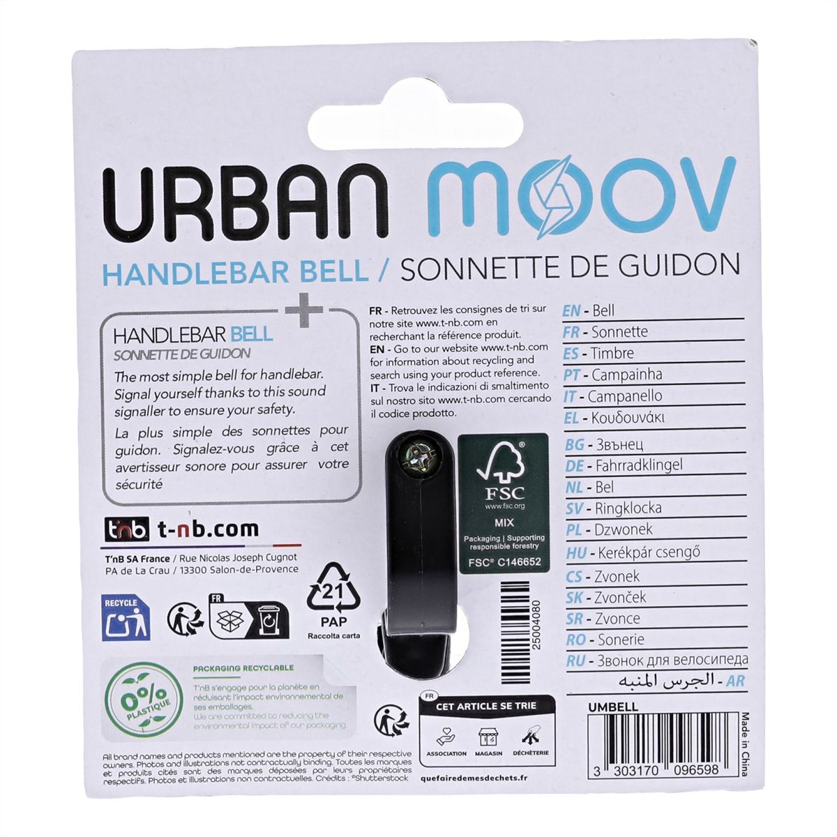 T'nB Urban Moov Fahrrad/Roller-Klingel, Schwarz