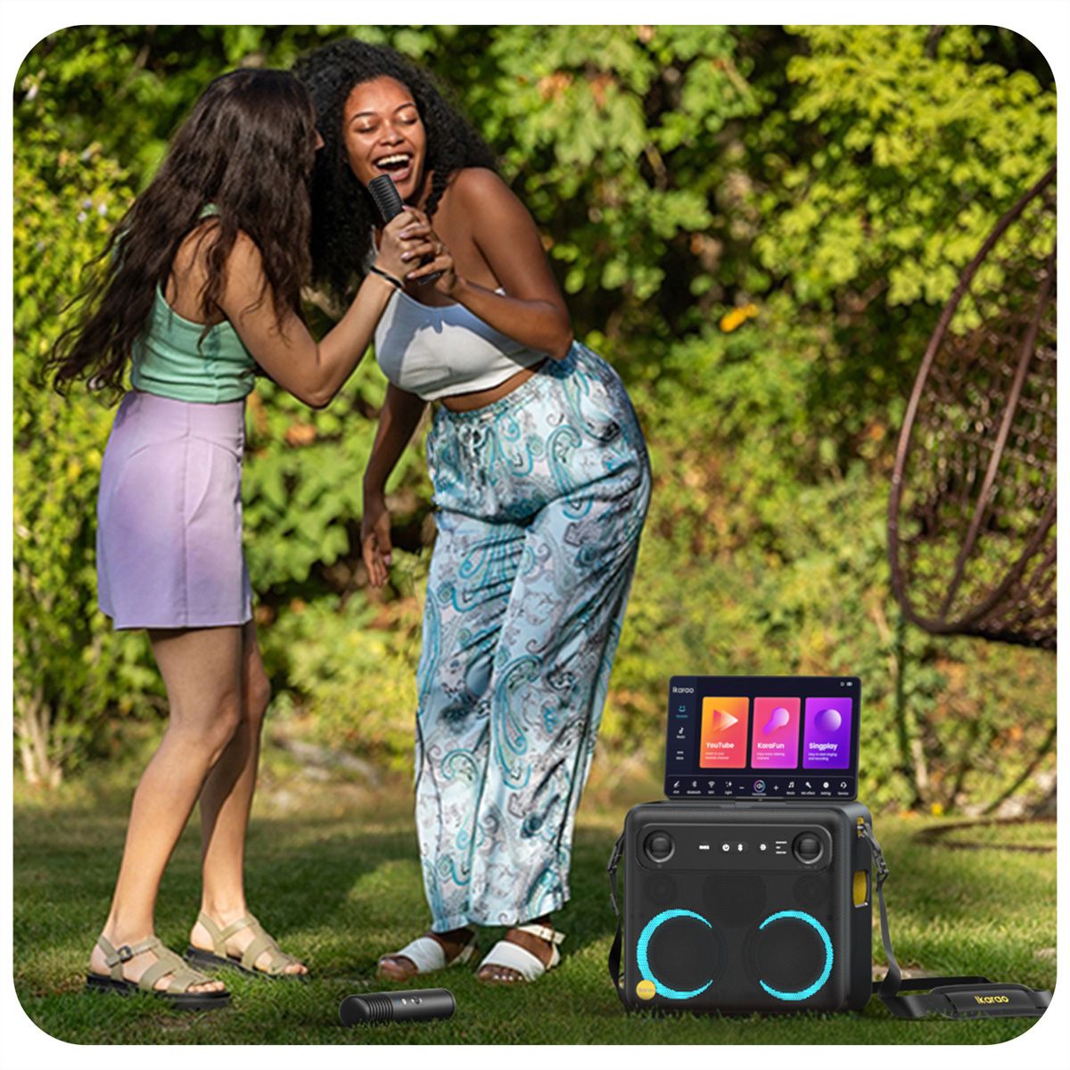 Ikarao Karaokebox Break X2 10" Screen, 2 Mikrofone, 600W max, BT/AUX/USB/SD